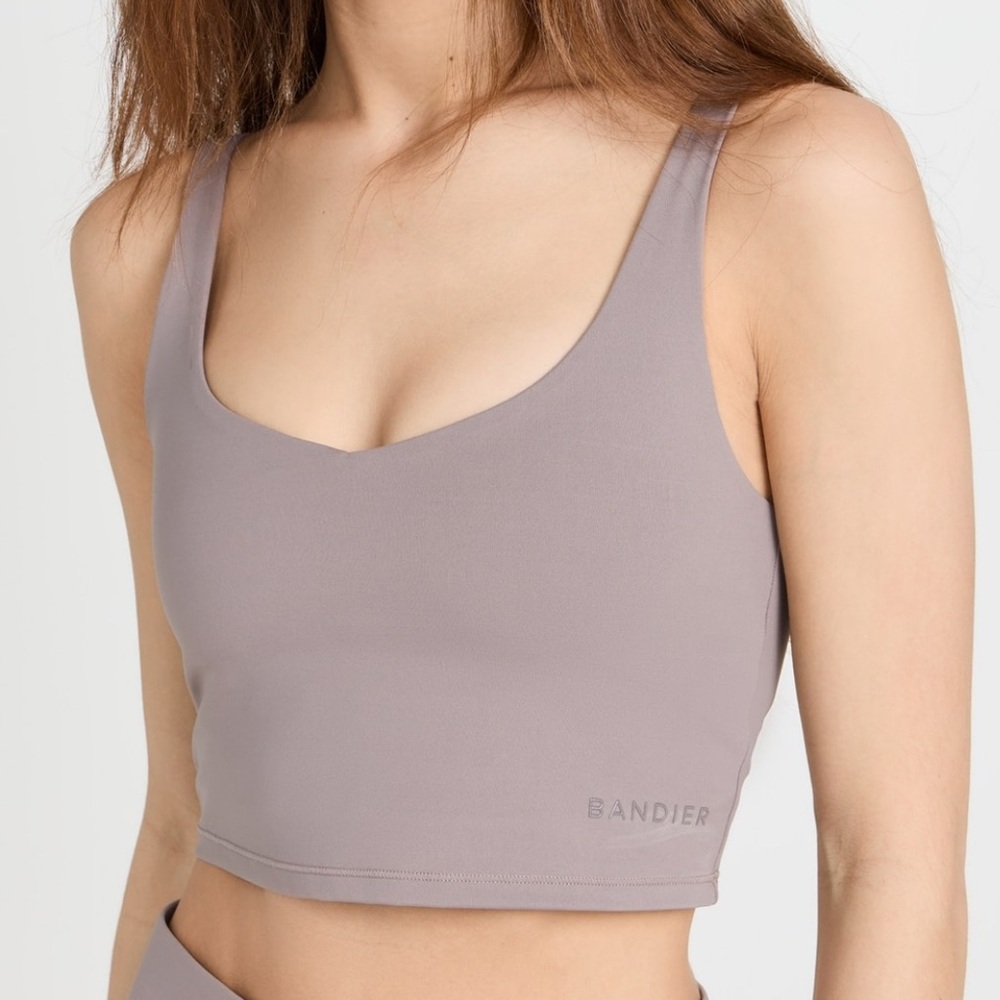 Bandier - V Neck Tempo Crop Bra, Iron, XS, NWT